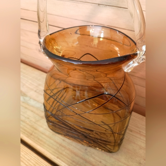 Murano hand blown glass bag with handles thread art design Venice Italy - Picture 5 of 7